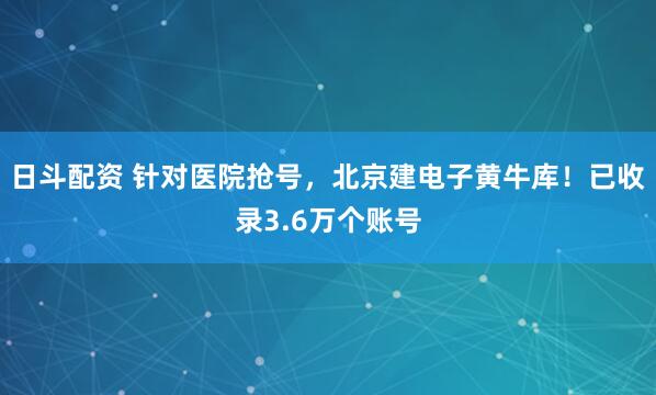 日斗配资 针对医院抢号，北京建电子黄牛库！已收录3.6万个账号