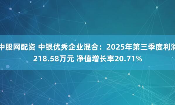 中股网配资 中银优秀企业混合：2025年第三季度利润218.58万元 净值增长率20.71%